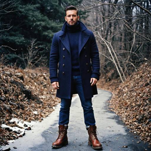 Man in Winter Outfit with Navy Pea Coat