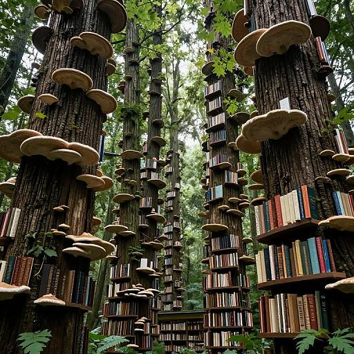 Enchanted Fungal Library Trees