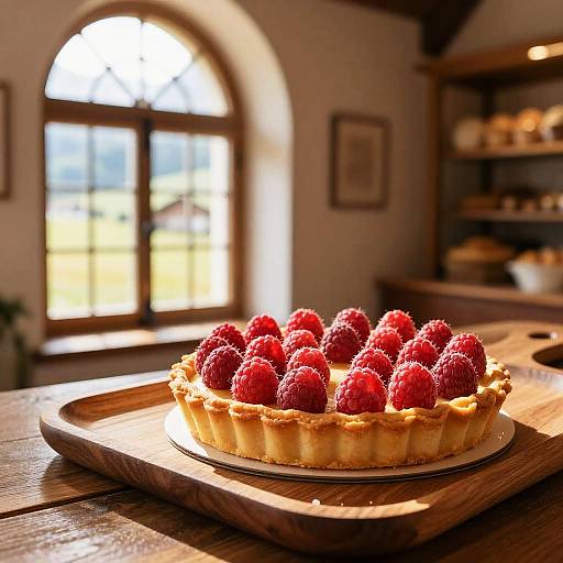 Raspberry Tart in Cozy Swiss Bakery