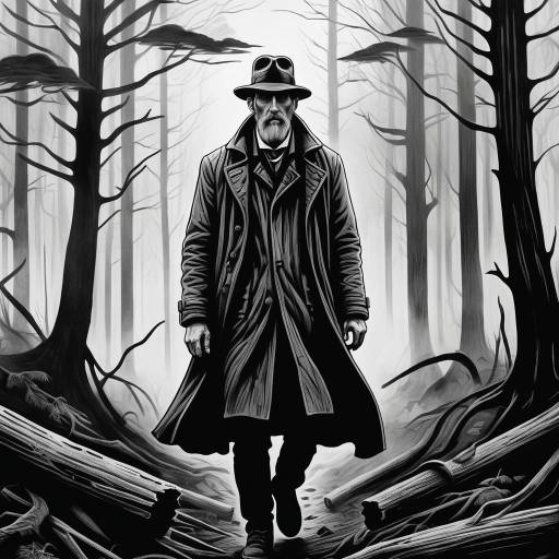 Eerie Traveler in Foggy Forest Design Eerie Traveler in Foggy Forest Design