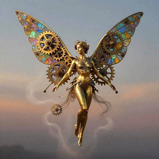 Clockwork Fairy with Mechanical Wings