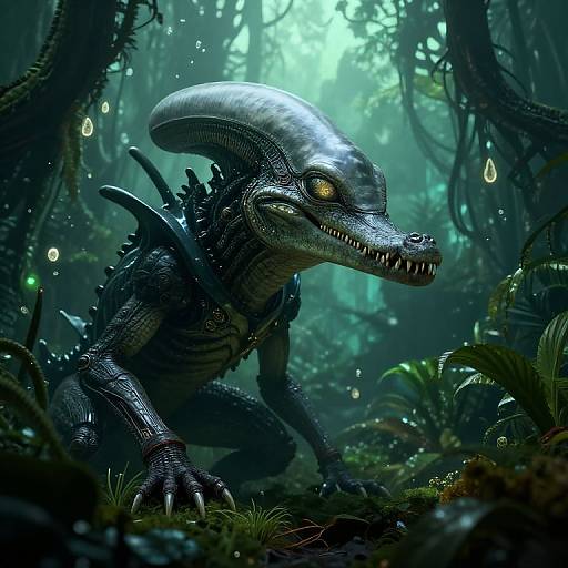 Techno-Organic Alien Crocodile Jungle