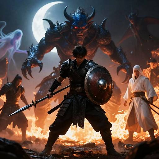 Epic Battle Between Warrior and Demon