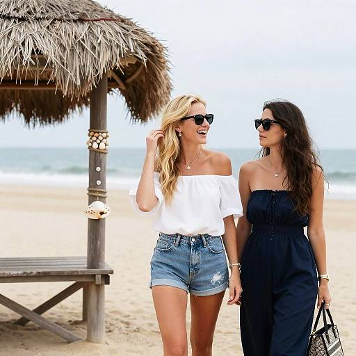 Beach Fun: Two Friends in Style