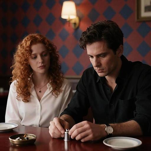 Intense Moment Amidst Colorful Decor