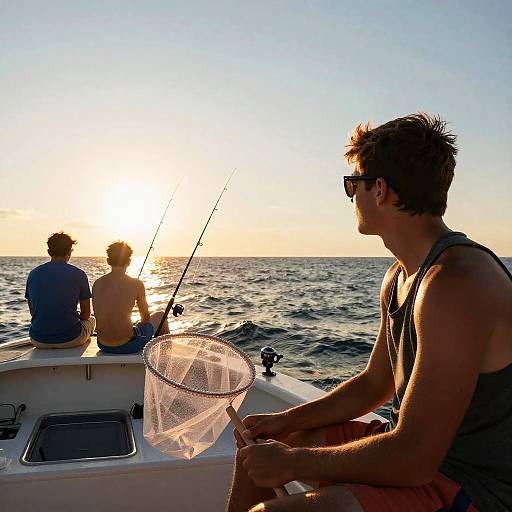 Sunset Fishing Boys on a Boat