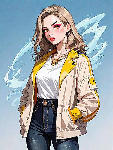 Chic Woman in Casual Comics Style