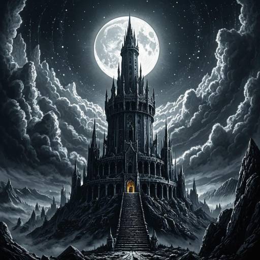 Dark Tower Beneath Full Moon Eclipse Dark Tower Beneath Full Moon Eclipse