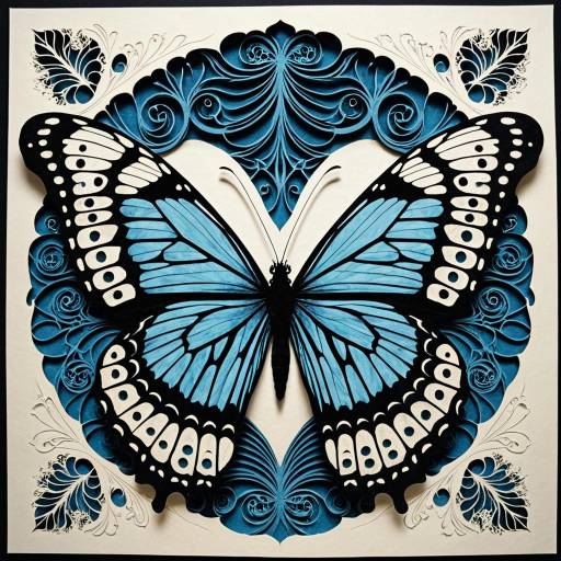 Intricate Blue Butterfly Paper Cut Art Intricate Blue Butterfly Paper Cut Art