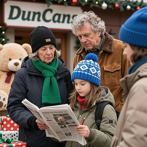 Charming Winter Scene with Family