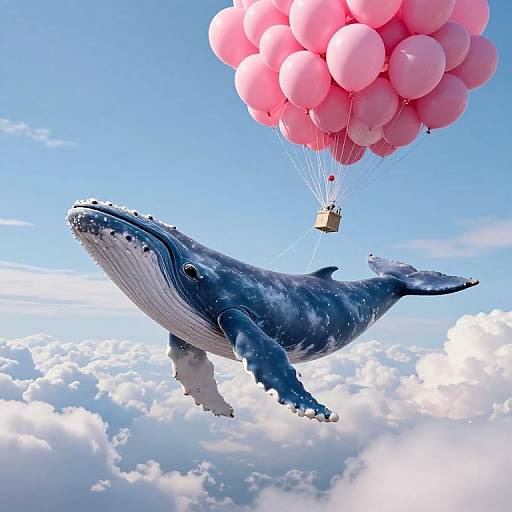 Majestic Whale Soaring Through Clouds