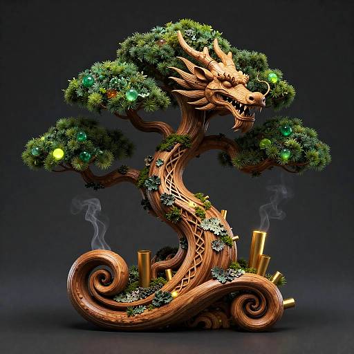 Living Bonsai Dragon with Moss Veins