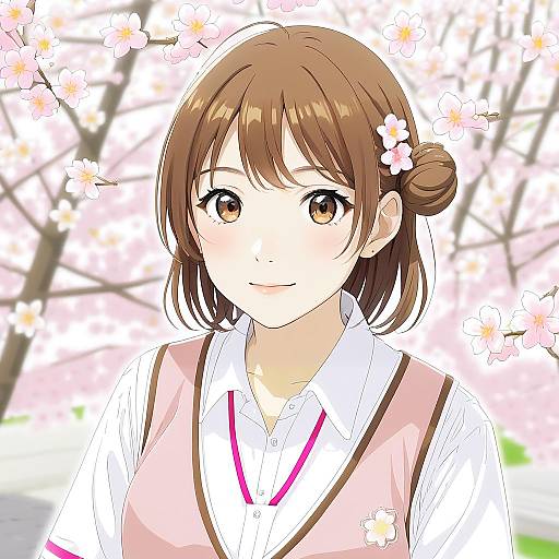 Illustration of Hanami ume, gakuen idolmaster in the style of Yoban