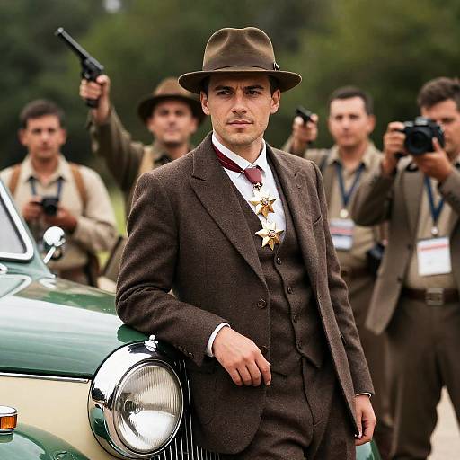 Vintage Photo of Confident Man and Associates