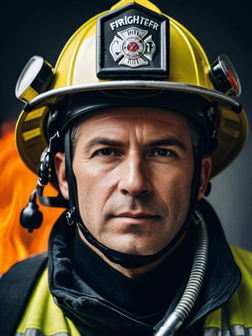 Photorealistic Firefighter Helmet Portrait