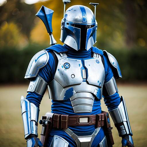 Striking Jango Fett Cosplay with Blue Accents