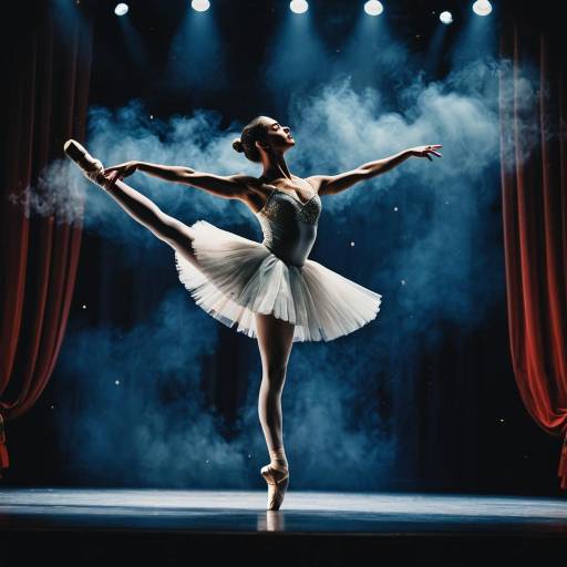 Solo Ballet Dancer En Pointe on Stage Solo Ballet Dancer En Pointe on Stage