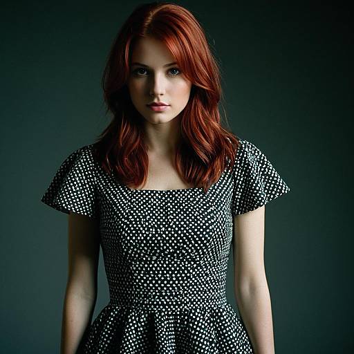 Portrait of Young Woman in Polka Dot Dress