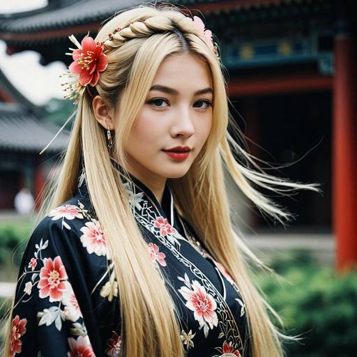 Asian Woman in Floral Traditional Chinese Dress