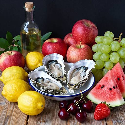 Vibrant Still Life with Fruits and Oysters