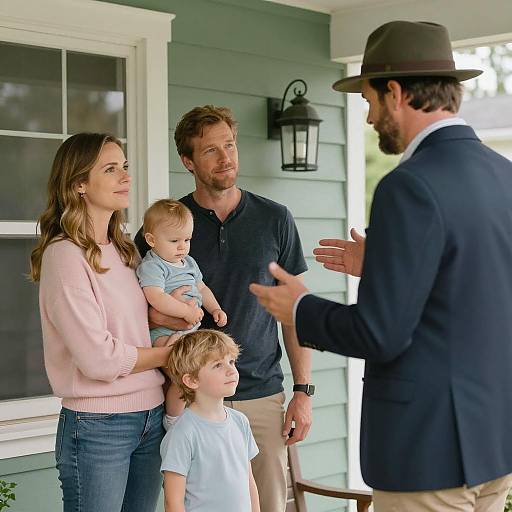 Family Portrait on Porch with Lantern