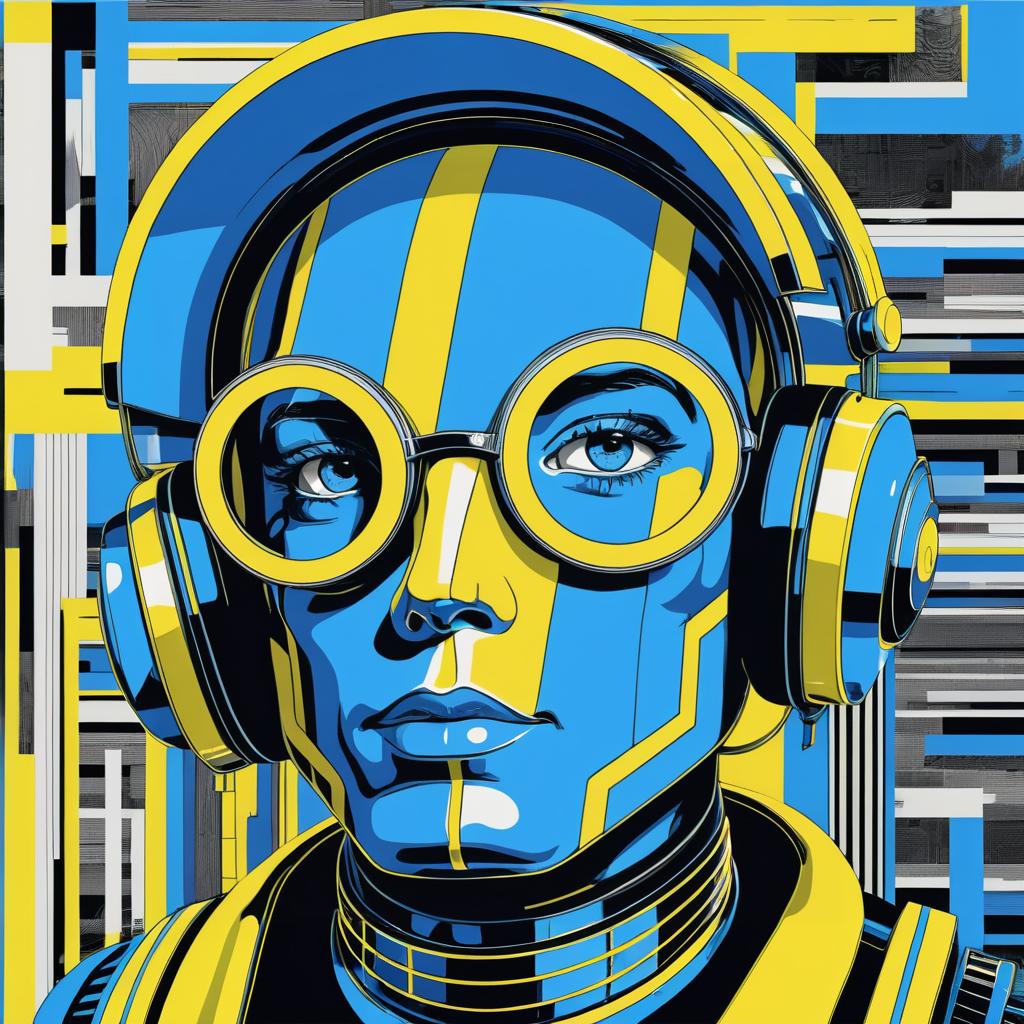 Vibrant Andy Warhol-Style Robot Illustration