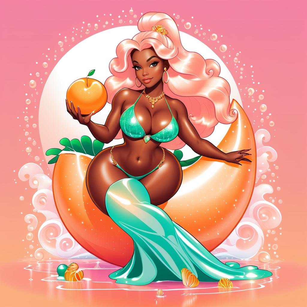 Charming Hip-Hop Mermaid Eating Peach