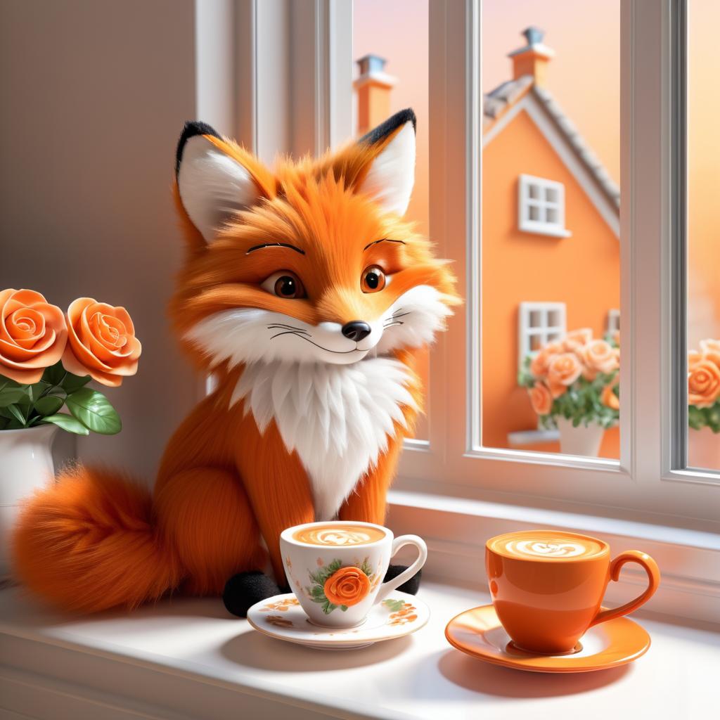 Whimsical Fox with Espresso and Roses