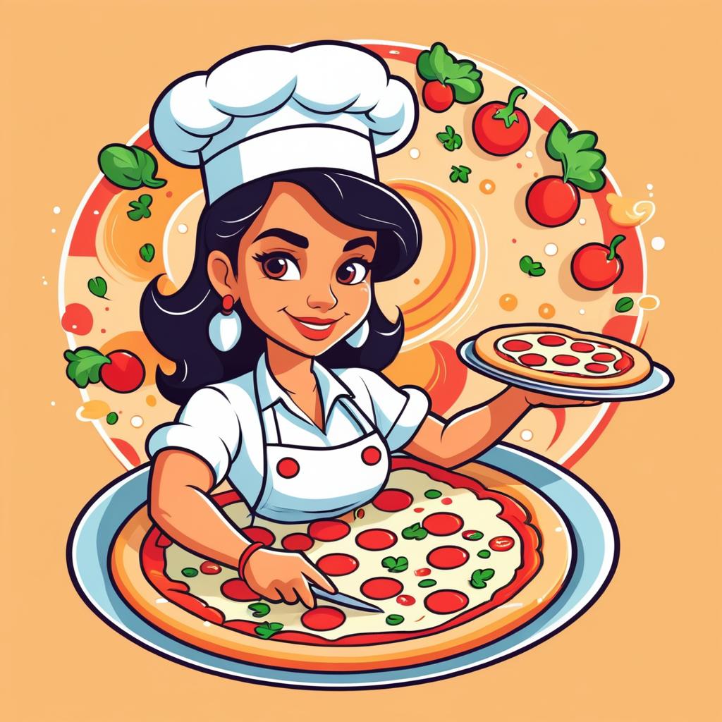 Playful Aerial View of Pizza Chef