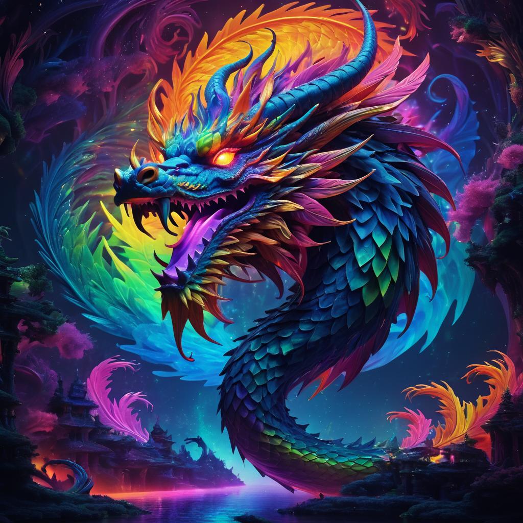 Psychedelic Dragon: Surreal Digital Art