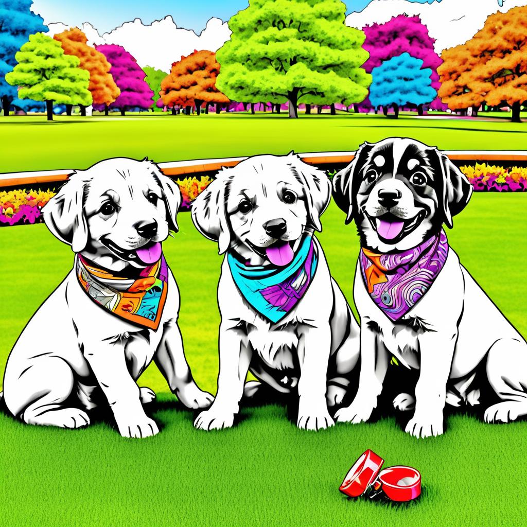 Playful Puppies in a Colorful Park