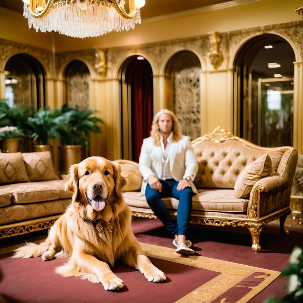 Regal Golden Retriever in Luxurious Daycare