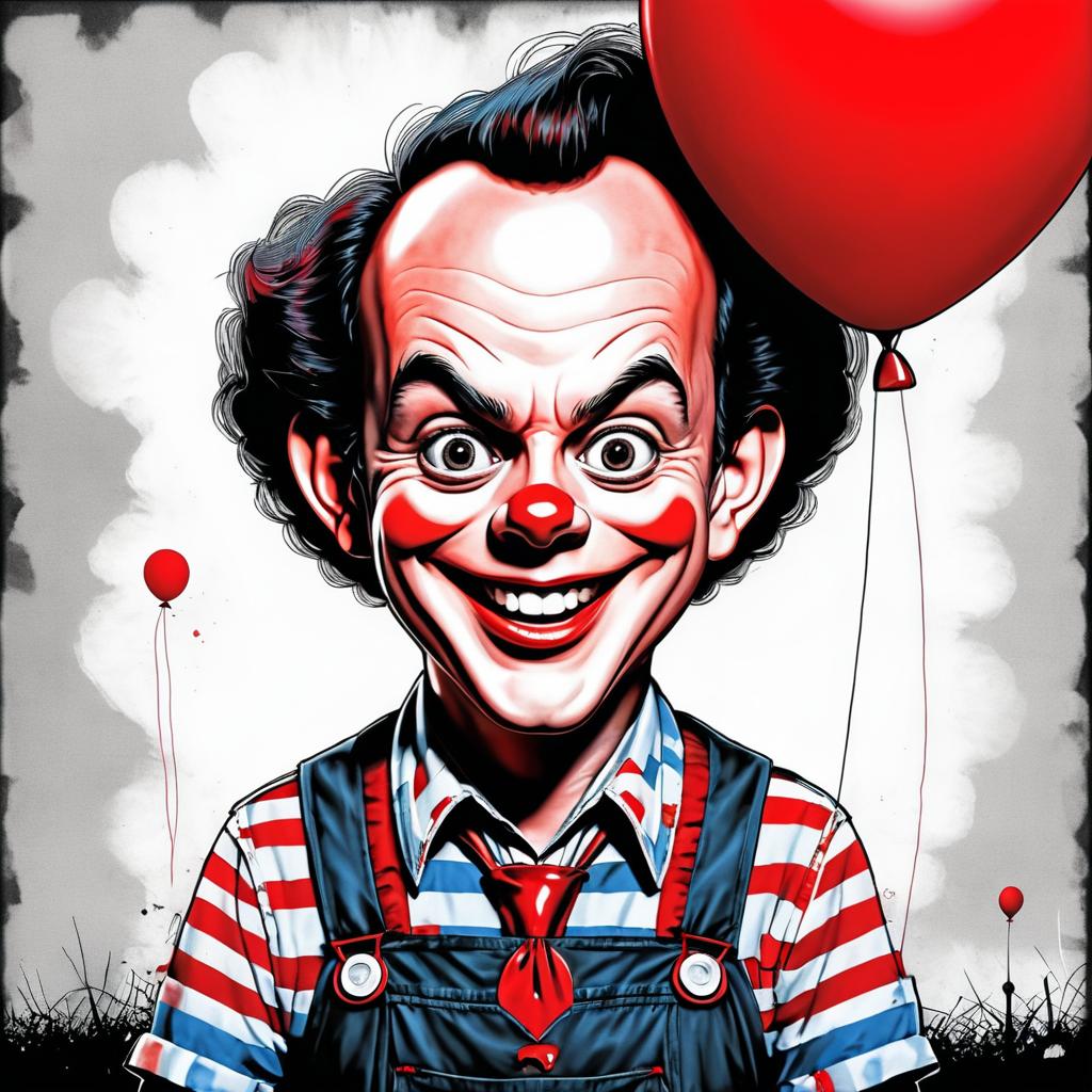 Surreal Grunge Cartoon Portrait of Tom Hanks