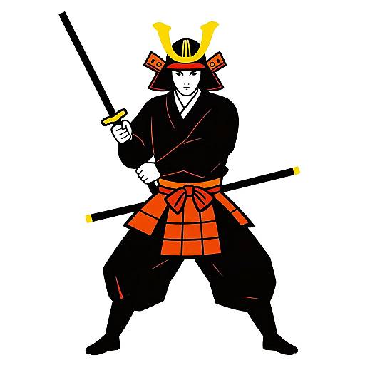 Patrick Nagel Style Samurai Illustration