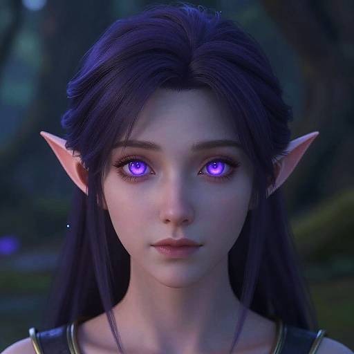 Mystical Elf with Violet Eyes