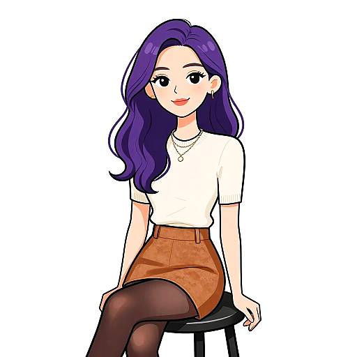 Chic Woman Sitting on Stool