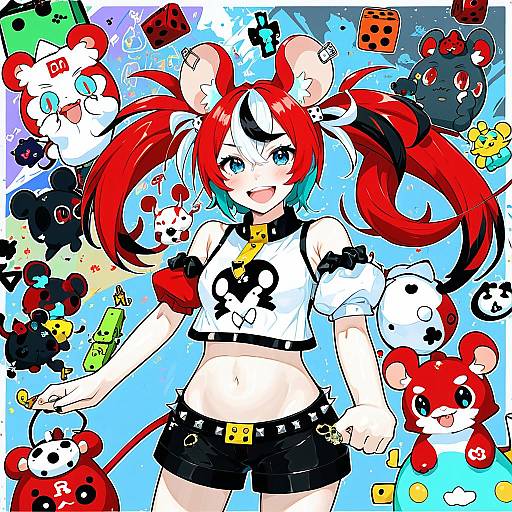 Illustration of Mr. squeaks (hakos baelz), hololive in the style of Rinndouk