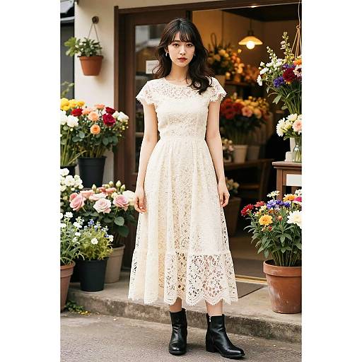 Vintage Woman in Flower Shop