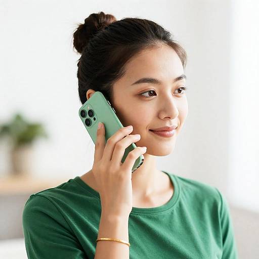 Elegant Woman with Smartphone and Gold Jewelry