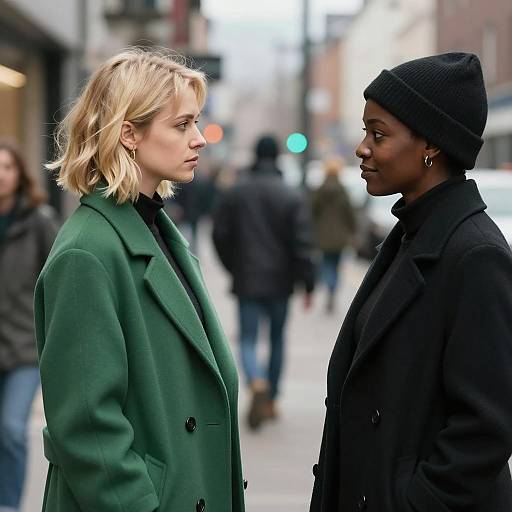 Urban Encounter: Two Women in Profile