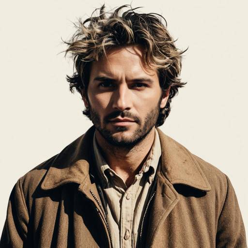 Rugged Man in Brown Coat Outfit