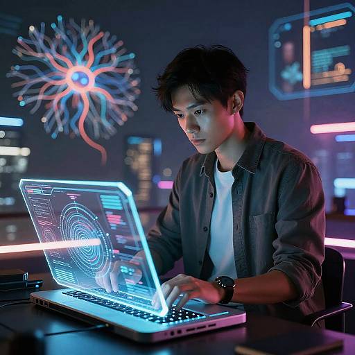 Futuristic Digital Artist Cyberpunk Scene