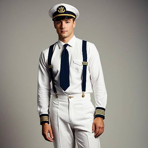 Young Man in Vintage Naval Uniform