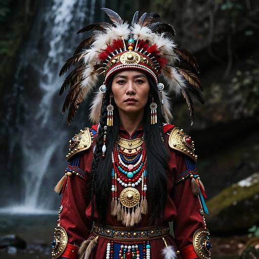 Asian Woman in Native American Attire