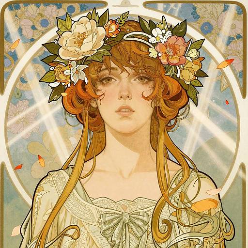 Dreamy Florinda Portrait in Art Nouveau