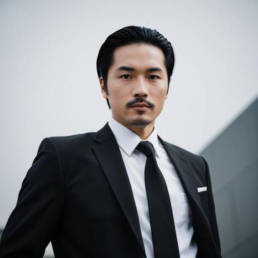 Confident Man in Black Suit and Tie