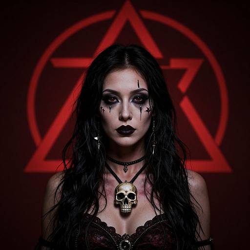 Mystical Woman with Skull Pendant