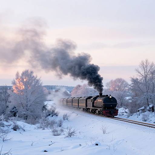 Diesel Freight Train in Snowy Twilight