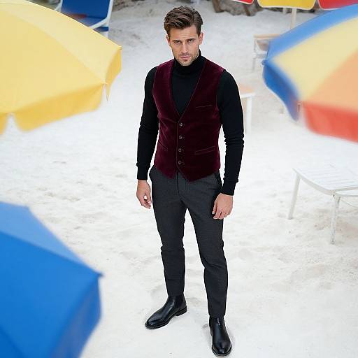 Stylish Man at Secluded Beach Cove