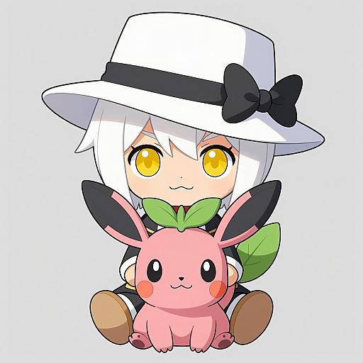 Chibi Character and Hoppip Illustration